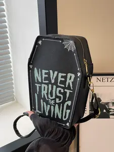 Gothic Style Women's Box Bag, Unique Letter Design Handbag, New Fashion Single Shoulder Crossbody Bag, Trendy Female Accessory, Casual Handbag Satchel
