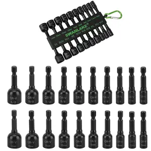 20-Piece Magnetic Nut Driver Set, Metric & SAE 1/4" Hex Shank, Drill Socket Set, Impact Driver Bit Set, Magnetic Bit Holder with Aluminum Alloy Snap Clip, Quick Change Tool magnetic drive drill christmas gift bit socket mechanic tool car repair men gift