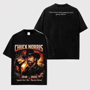 Chuck Norris Rest in Peace RIP (1940-2026) 2 Side For Chuck Norris Fans Premium Cotton T-Shirt (Made In US), Walker The Roundhouse Kick King Lengend Never Die Graphic Shirt