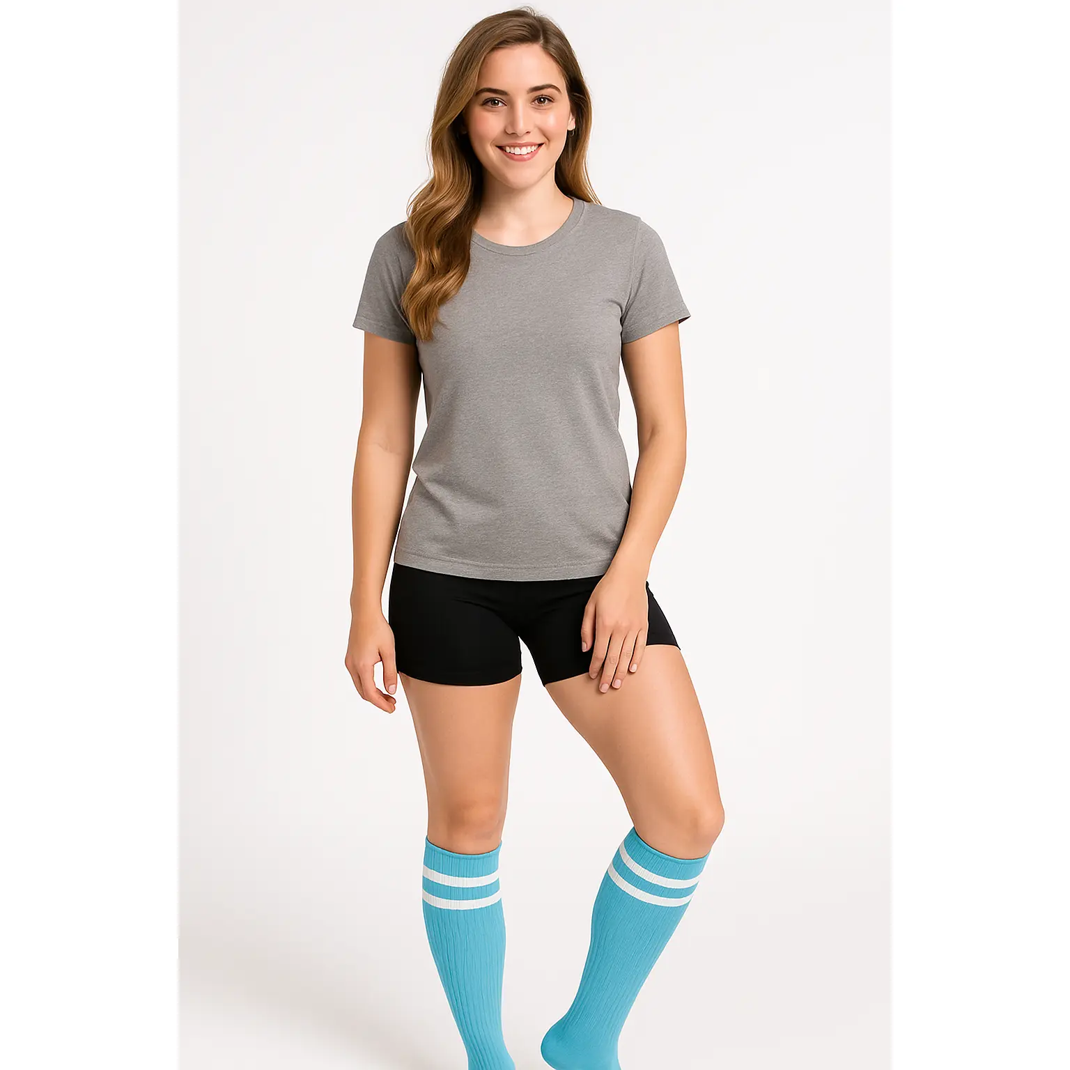 Turquoise Athletic Knee-High Socks for Team Spirit