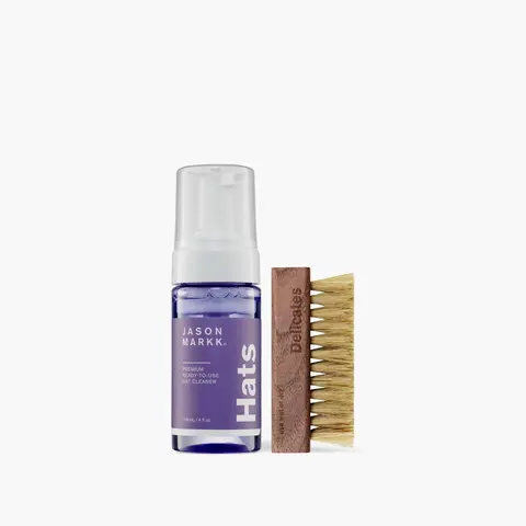Jason Markk Hat Care Kit - Fragrance-Free Ready-To-Use Foaming Fabric Cleaner, Soft Bristle Brush, All-Season Home Care Supply, Cotton-Felt Safe for Wool, Corduroy, Polyester Hats, Safe On Cotton, Wool, Felt, Corduroy, Polyester