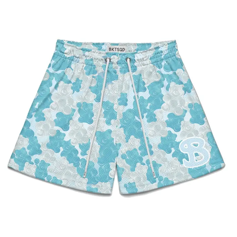 Men's Gummy Bear Mesh Shorts | Blue Graphic Basketball Gym Shorts