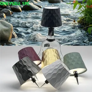 Wavy Wine Bottle Table Lamp, Rechargeable Bar Light, Ambient Lighting Outdoor Camping Desk Lamp, Adjustable Bedside Hotel Nightlight, Decorative Lighting