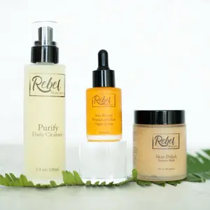 Rebel Skincare Ultimate Skin Care Set: Purify Daily Cleanser, Exfoliating Enzyme Mask & Night Serum Bundle - Nourishing & Regenerating, For All Skin Types Hydrating Dry Skin Sensitive Skin