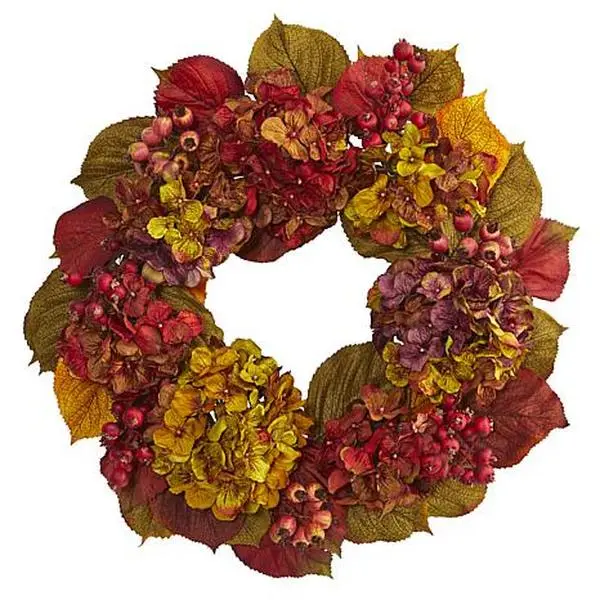 Nearly Natural 24" Fall Hydrangea Wreath