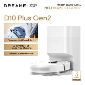 DREAME D10 Plus Gen 2 Robot Vacuum and Mop with Self-Emptying Base for 90 Days of Cleaning, 6000 Pa Suction and LiDAR Navigation, Obstacle Avoidance, Wi-Fi Connected