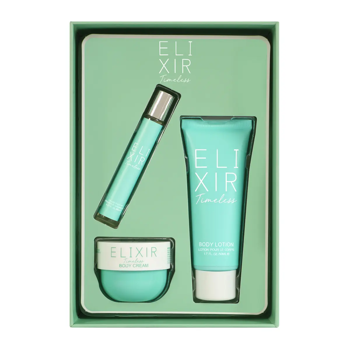 Elixir Timeless Set of Perfume Eau De Parfum 8Ml/0.27fl.oz., Body Cream 30g/1.06fl.oz., and Body Lotion 50Ml/1.7fl.oz. for Women
