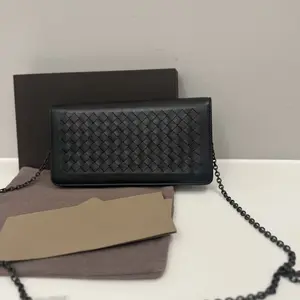 Pre-owned Bottega Veneta Nappa Crossbody Bags Intrecciato WOC Flap Black CPU0321