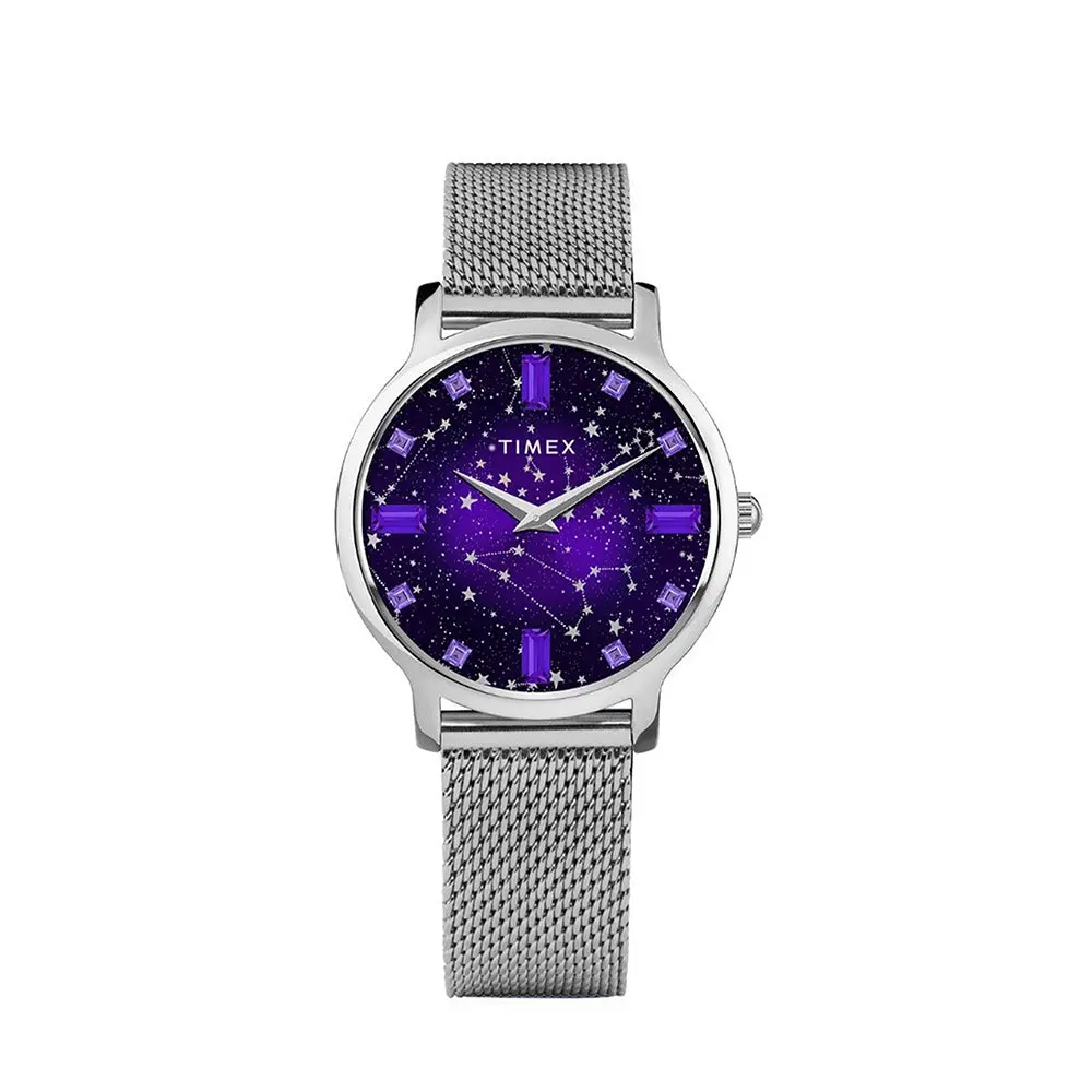Timex Transcend Ladies Watch TW2V52000, Round Face, Clasp, Classic Fashion Quartz Watches, Crystal Hour Markers, 30M - 50M, 31Mm, Analog, Scratch-Resist, Slim Profile, Elegant, Metal