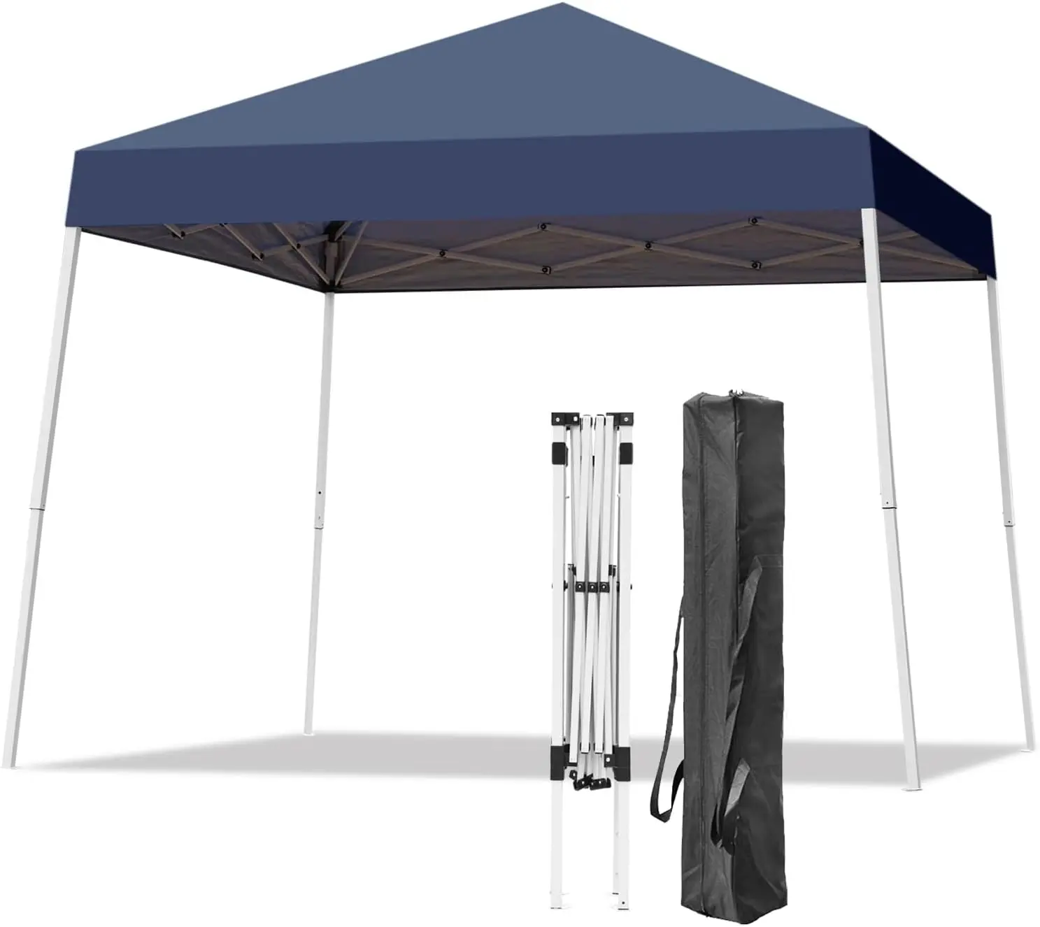 Commercial Grade 10x10FT Pop Up Tent Slant Leg Design, Alloy Steel Frame Oxford Canopy, 3-Level Adjustable Instant Gazebo w/ Roller Bag