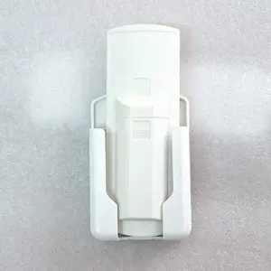 White Wall-Mounted Remote Control Holder – Self-Adhesive Media Organizer Rack for Air Conditioner & TV Controllers