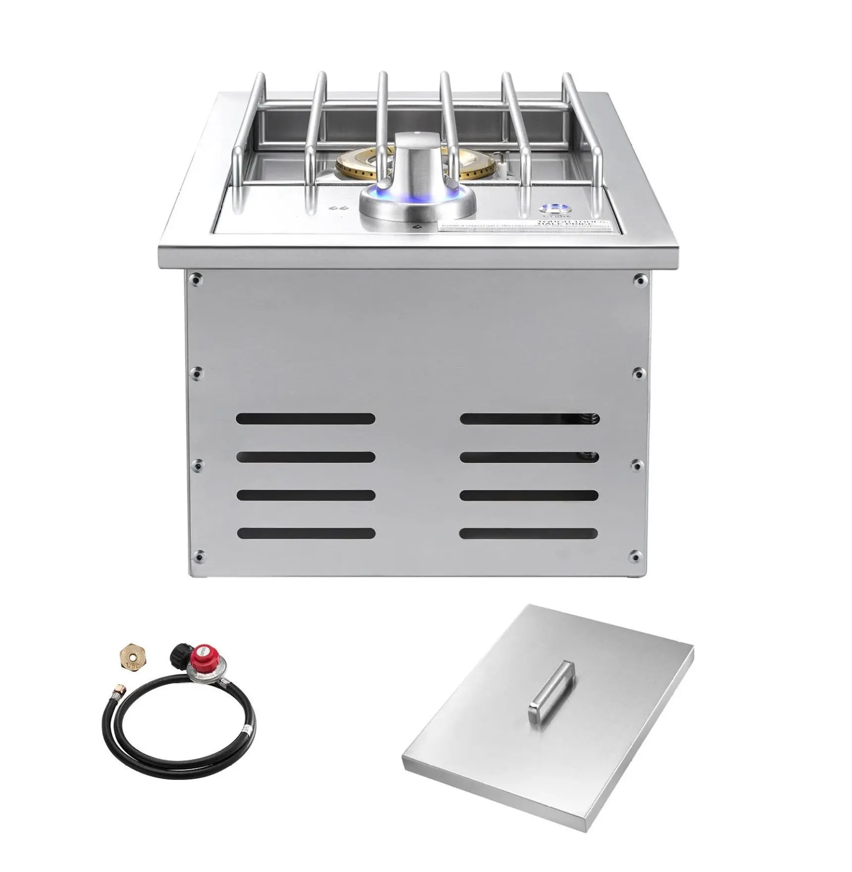 Grilling Side Burner, 17000 BTU Propane Side Burner, Stainless Steel Single Burner for Outdoor Kitchen, Convertible to Natural Gas, Built-in BBQ Island Burner with LED With Light 1 Stove