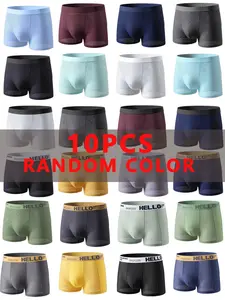 10 Pcs Random Color Briefs Breathable Mesh Cool man underwear Fashionable Letter Waistband Underwear Daily Wear Sports / Gym Men's panties