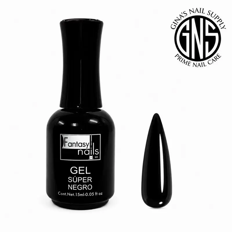 Fantasy Nails Super Negro Gel Polish 15ml - Long-Lasting Nail Color for Maximum Pigmentation