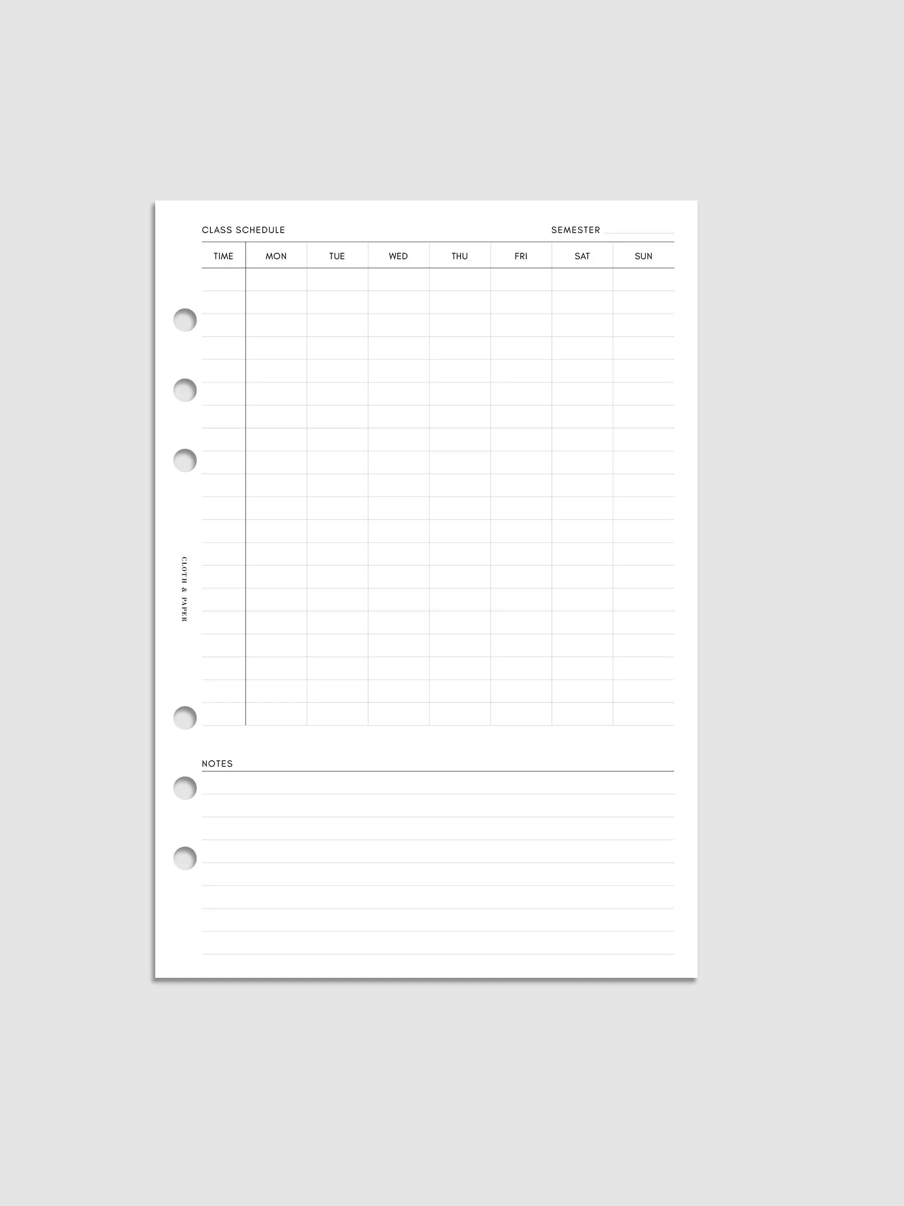 Academic Planner Inserts