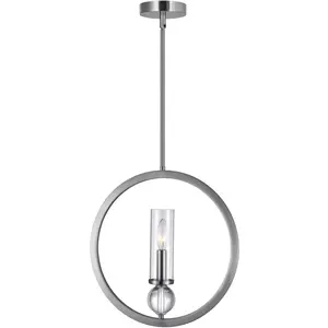 CWI Lighting Elton 1 Light 15 inch Satin Nickel Pendant Ceiling Light 9951P15-1-606