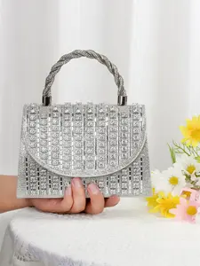 Women's Elegant Rhinestone Decorated Handbag, Exquisite Trendy Handbag with Chain Strap, Fashionable Bag for Party Decoration, Handheld Bag, Bling Handbag