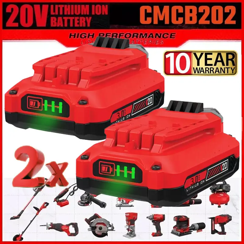 high quality  2PACK For Craftsman V20 20 Volt MAX 3.0Ah Li-ion Battery CMCB204 CMCB202 CMCB201