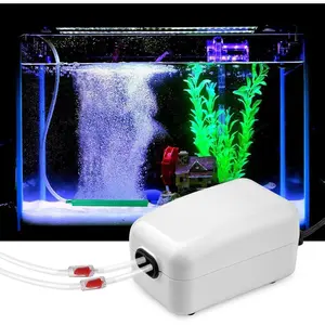 Dual Outlet Aquarium Air Pump, Quiet  Pump with Accessories for 10 to 100 Gallon
