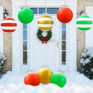 8 Pack Large Outdoor Christmas Decorations, Weatherproof Inflatable Christmas Balls for Yard, Patio, or Front Door, Perfect Inflatable Ornaments Outdoor for Holiday Décor (9 Inch Balls)