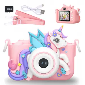 Kids Camera Mini Rechargeable Digital Camera with 2.0 Inch Screen, 1080P HD Video, Birthday Gift for Girls Ages 3-12, Includes 32GB Card