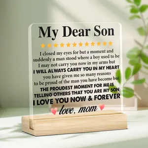 Acrylic Sign with Wooden Base, Meaningful Gift from Mom, Mothers Day Sign, Keepsake for Birthday, Graduation, Desk Decor, Room Decor, Party Gift