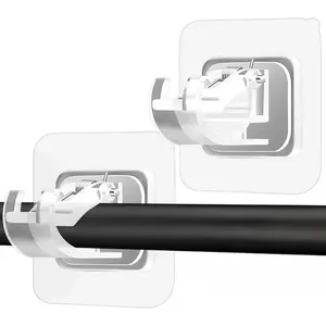 10pcs Adjustable Adhesive Curtain Rod Brackets, No Drilling Required Curtain Rod Holders Towel Hook Holder for Home Bathroom Kitchen Hotel Use Adjustable Curtain Rods