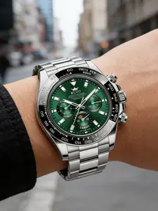 High end Green Water Ghost Series Men's Quartz Watch, Green dial, stainless steel strap, waterproof, fluorescent watch, Luminous waterproof watch, sports and business watch, date display, suitable for daily wear