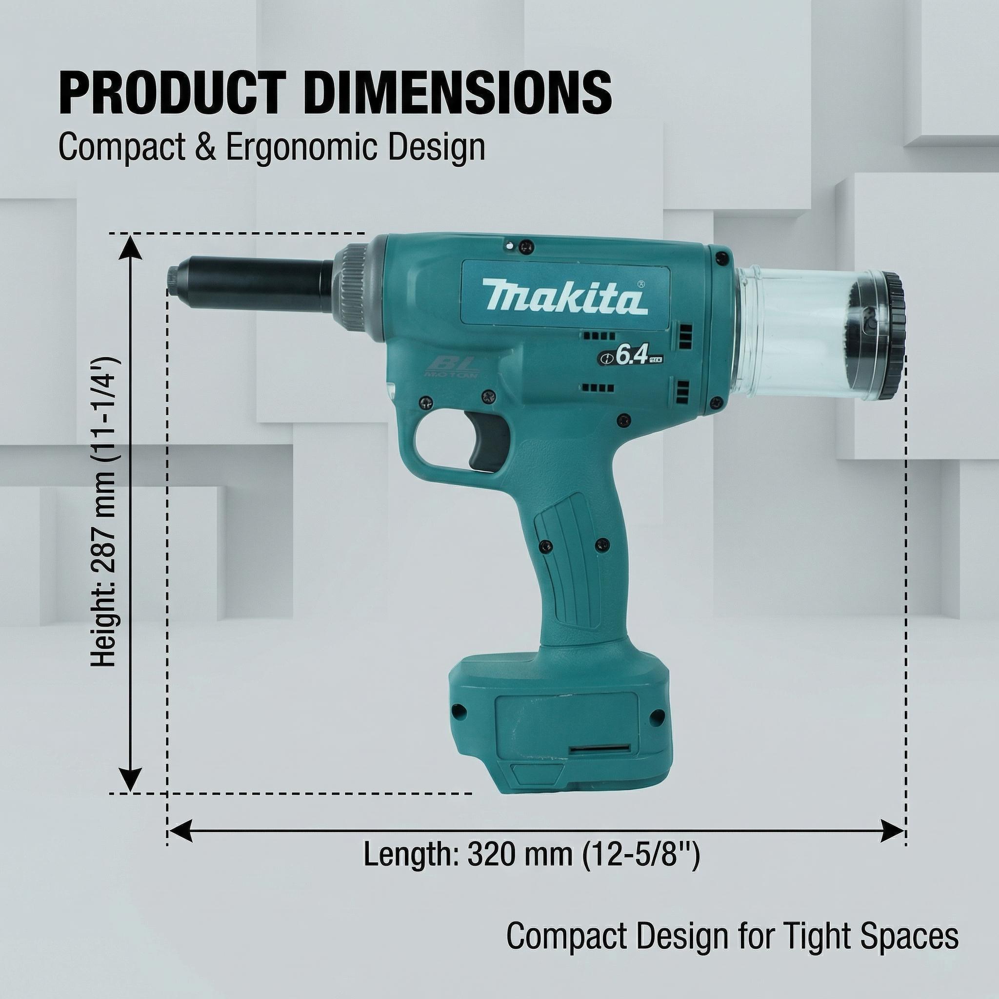 Makita Cordless Rivet Gun with High Pull Force for Sheet Metal Assembly and Maintenance Work