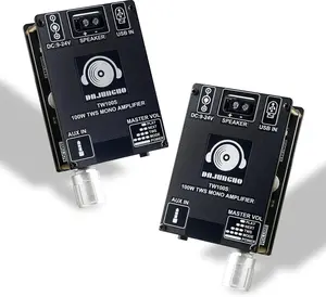 2PCS TW100S Mono Bluetooth Amplifier Board with TWS, 100W Vehicle Audio Amplifier with TPA3116, Wide Voltage Input 9-24V, Supports USB/AUX/Bluetooth Input