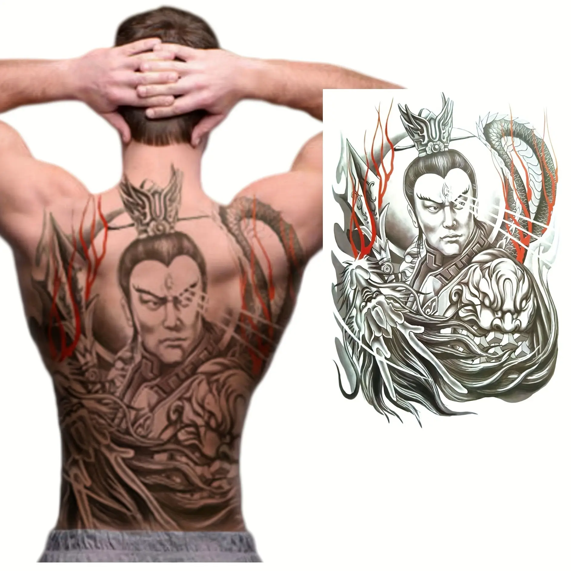 Full Body Giro God Temporary Tattoo Sticker - Bright, Long-Lasting, Waterproof Henna Sticker for Role Play, Halloween