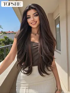 26 Inch Long Wavy Wigs for Women, Gorgeous Fluffy Wigs without Bangs, Synthetic Lace Front Wigs for Party, Daily Use, Loose Wave Wig