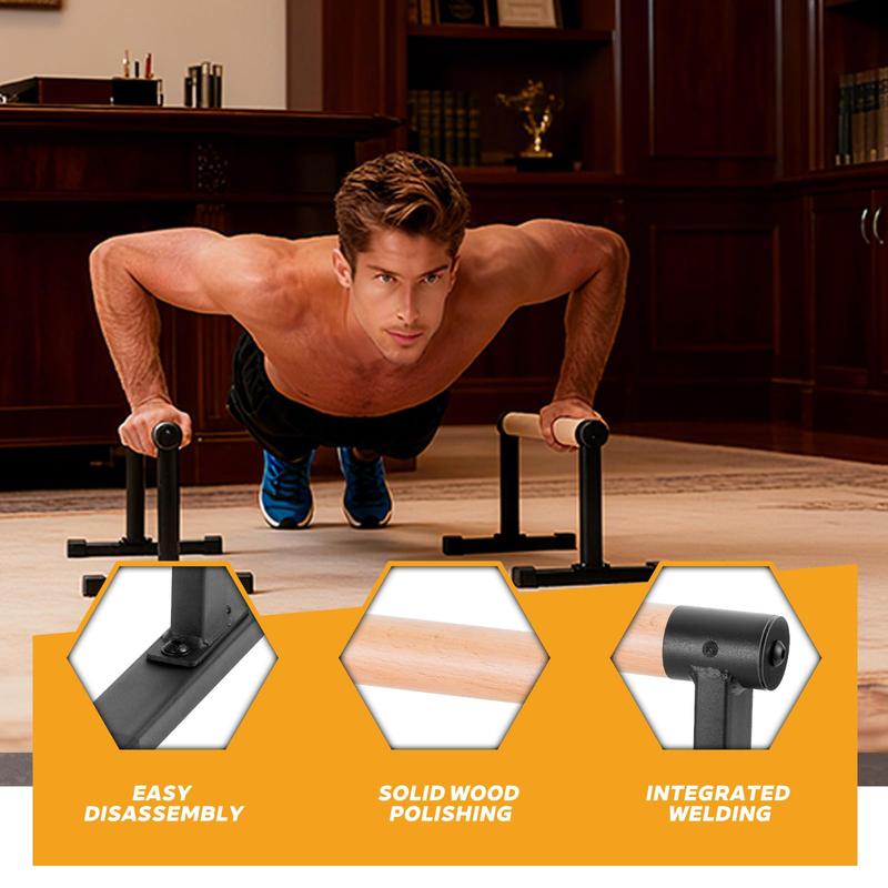 Trlakepreble Wooden Parallel Bars 20" x 12" Dip Bar with Thick Beech Handles for Home Gym, Strength Training, Handstand, L-Sit, Gymnastics, Anti-Slip Mats, 700lbs Capacity, Easy Installation