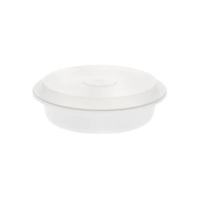 Sturdy Kitchen Round PP Versatainer Containers with Lids - 35 oz, White, 150 Count, Kitchen Rack Compatible