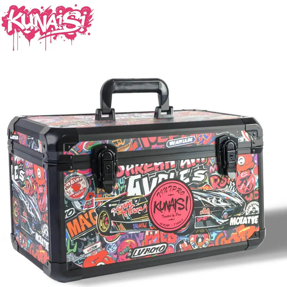 KUNAISI Car Wrap Installation Additions Toolbox, Vinyl Film Installation Additions Toolbox, PPF Scraper Storage Box, Aluminum Alloy Reinforcement, Large-Capacity Toolbox, Suitable for Car Wrap Tool Storage, Tool Storage Organizer, Tool Organizers