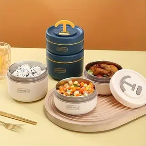 Three-Layer Insulated Lunch Container, Thermally Efficient Design, Durable Material for Meal Storage, Perfect for School & Office Use
