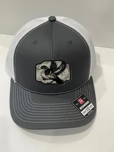 Richardson 112P Snapback with Wood Duck leather patch; Richardson 112; Hunting Hat; Camo Hat; Wood Duck; Leather Patch Hat