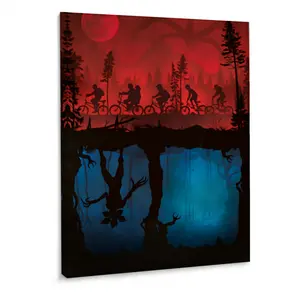 2D Flat, 1pc Shadow Riders Modern Retro Wall Art - Frameless Canvas Poster Suitable for /, Adhesive-Backed Installation, High-Quality Printed Minimalist Decor - Elegant for Home Office,, Bedroom - Christmas Gift & Year-Round Decorations, 2D Flat