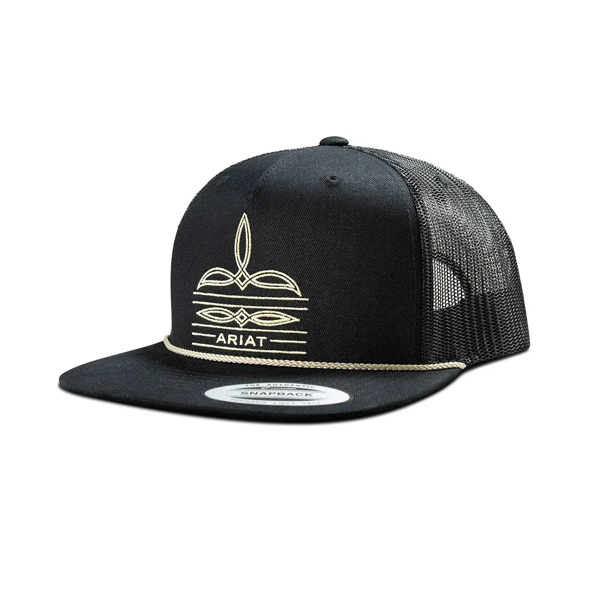 Ariat Men's Black Cap with Boot Stitching