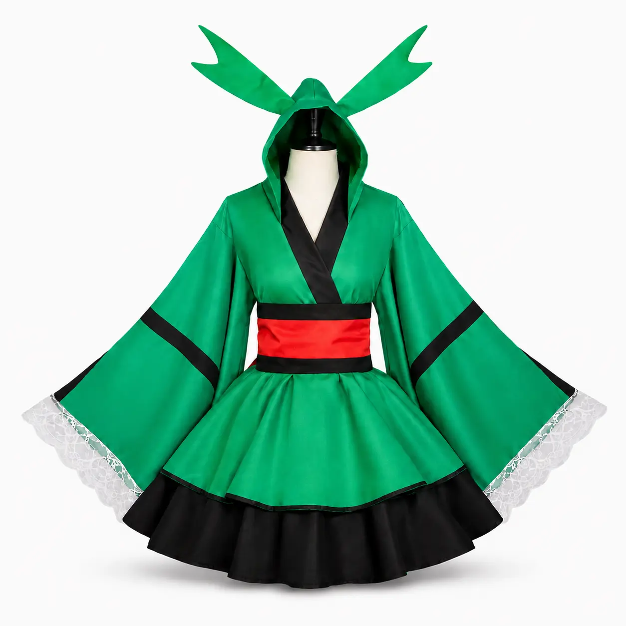 Women's Aesthetic Top Comfortable Breathable Polyester Izuku Midoriya Cosplay Costume Set - Matching Anime Kimono Dress, Twist Skirt for Halloween, Cosplay Events Clothes, Feminine Look