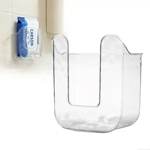 Wipe Dispenser Flushable Wipe Holder Storage for Bathroom Clear Wall-Mounted Tissue Box, Non-Slip Wipe Dispenser for Bathroom Kitchen Bedroom