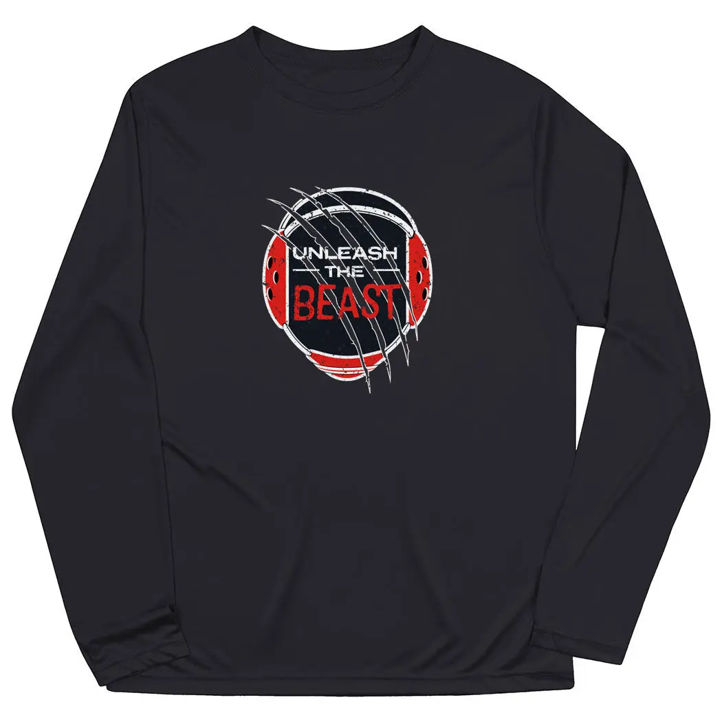 Wrestling Long Sleeve Performance Tee - UV Protection Clothing, Moisture-Wick Tech Fabric, Unique Print, Unleash The Beast, Practice Game, Great Gift