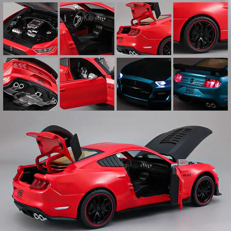 1:24 Mustang GT500 Alloy Sports Car Model Die-cast Metal Racing Car Model Sound and Light Children's Toy Gift