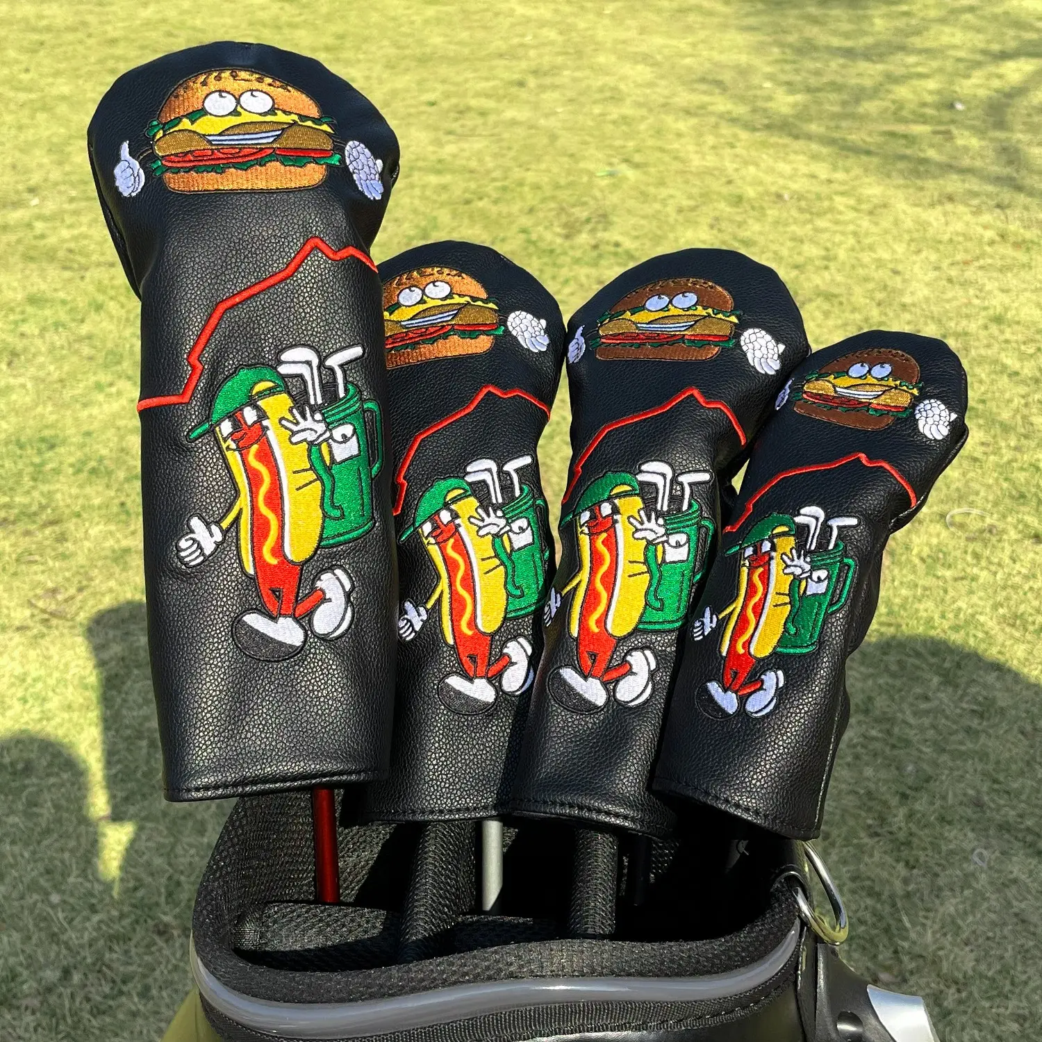 Funny Golf Club Headcovers, Golf Accessory, Golf Supply, Delicious Hot Dog Design, Perfect for Drivers & Hybrids, Ideal Gift for Golfers