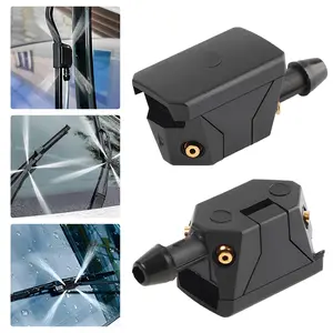 2PCS Car Universal Windshield Washer Nozzles Truck Wiper Sprayer Nozzle Window Water Spray Sprinkler Jet Easy Installation & All-Weather Spray Jets 4Way 9mm Black