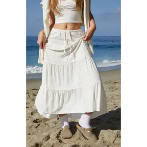 John Galt Women's White & Orange Olive Maxi Skirt - Multicolor