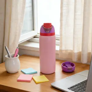 dusty pink Water bottle 32oz, 945ML, freesip,with straw,heatpreservation time more than 24 hours, cold and hot watercan be insulated, can make coffee, frozen drinks,,exquisite workmanship, suitable for camping, work,indoor and Outdoor use.