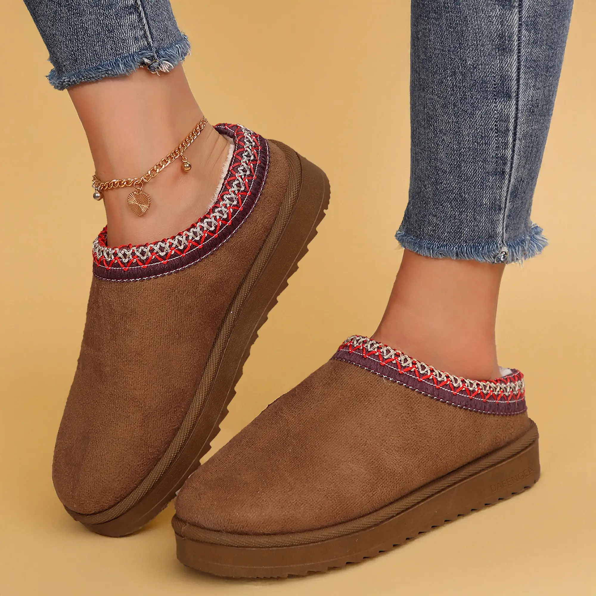 Women's Faux Bootie Slippers Ladies House Shoes with Bedroom Memory Foam and Indoor Outdoor Rubber Sole