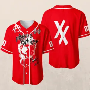 Lost Americana Vintage Baseball Jersey Retro USA Flag Graphic Button Up Shirt - Vintage Punk Rock Jersey – Red Graphic Baseball Shirt, Alternative Streetwear Apparel, Unique Gift for Music Fans