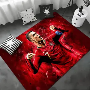 Football Star Cristiano Ronaldo Floor Mat Non-Slip Soft Flannel Thickened Rug Indoor Door Mat Ultra Soft Absorbent Wear-Resistant Floor Mat for Living Room Hallway Entryway Front Door Porch Durable Non-Skid Home Decoration Mat for Indoor Daily Use